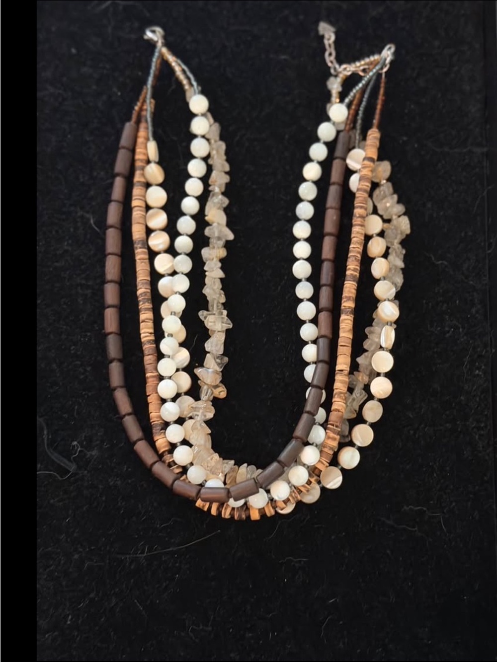 Silpada coral wood Multi-Strand Brown and Cream Beaded Necklace - Women Jewelry